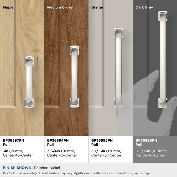 Amerock Surpass 6-5/16 inch 160mm Center-to-Center Polished Nickel Cabinet Pull - BP36896PN