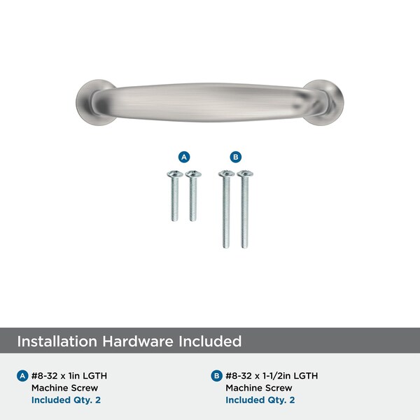 Amerock Renown 3 inch 76mm Center-to-Center Satin Nickel Cabinet Pull - BP37395G10