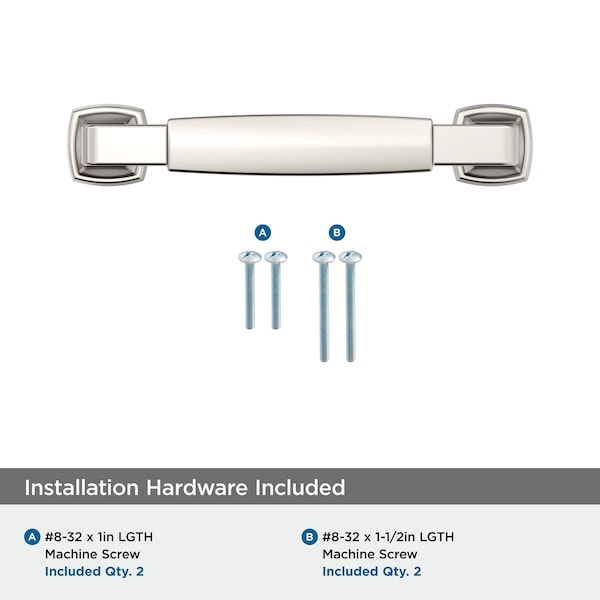 Amerock Stature 3-3/4 inch 96mm Center-to-Center Polished Nickel Cabinet Pull - BP36887PN