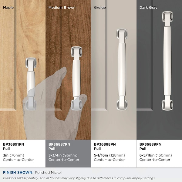 Amerock Stature 3-3/4 inch 96mm Center-to-Center Polished Nickel Cabinet Pull - BP36887PN