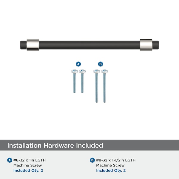 Amerock Mergence 5-1/16 inch 128mm Center-to-Center Matte Black/Polished Nickel Cabinet Pull - BP36859FBPN