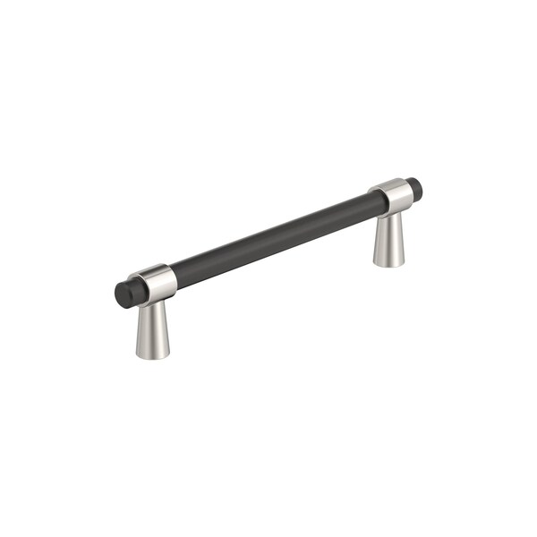 Amerock Mergence 5-1/16 inch 128mm Center-to-Center Matte Black/Polished Nickel Cabinet Pull - BP36859FBPN