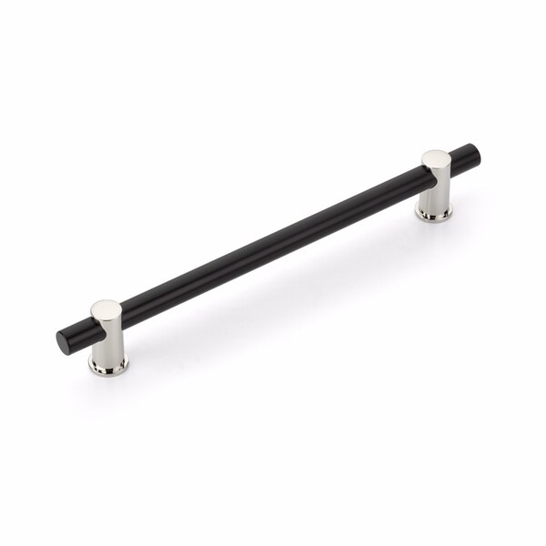 Schaub 8in Center to Center Fonce Bar Matte Black Cabinet Pull Polished Nickel Finish - 428-MB-PN