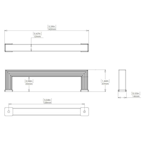 Richelieu 5-1/16 in. (128 mm) Center-to-Center Brushed Nickel Transitional Drawer Pull - BP8788128195