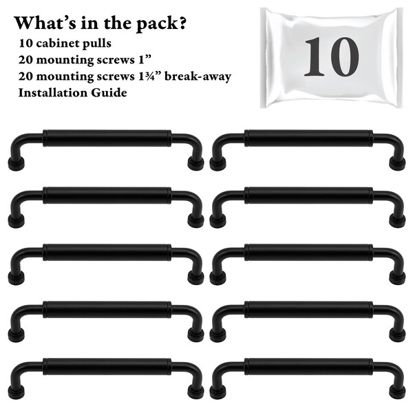 Designperfect 5 1/16'' Center-to-Center Barrel Pull, 10PK - DPA10T964BLK