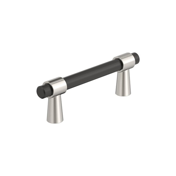 Amerock Mergence 3 inch 76mm Center-to-Center Matte Black/Polished Nickel Cabinet Pull - BP37385FBPN
