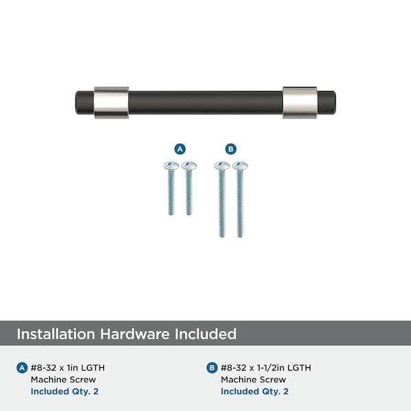 Amerock Mergence 3 inch 76mm Center-to-Center Matte Black/Polished Nickel Cabinet Pull - BP37385FBPN
