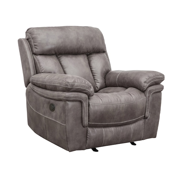 Armen Living Estelle Power Recliner Chair in Gunmetal Fabric - LCES1GM