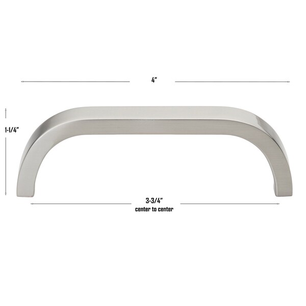 Gliderite Hardware 3-3/4 in. Center to Center Curved Bar Pull Satin Nickel, 10PK - 4843-96-SN-10