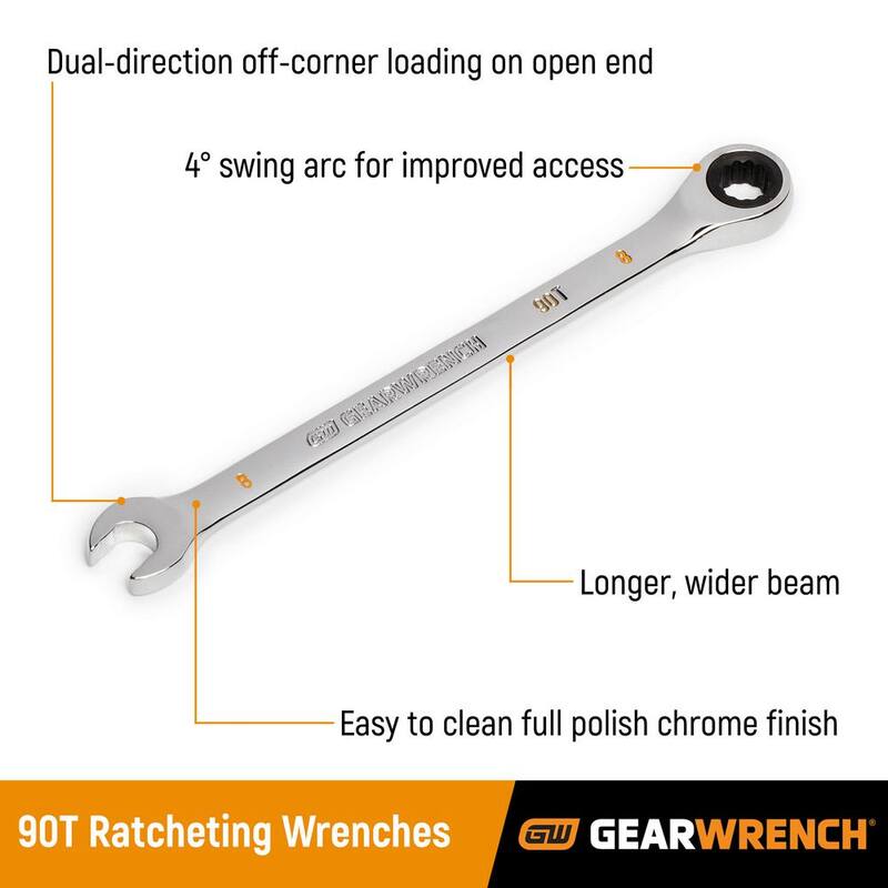 GEARWRENCH 6 mm 90-Tooth 12 Point Ratcheting Combination Wrench - 86906