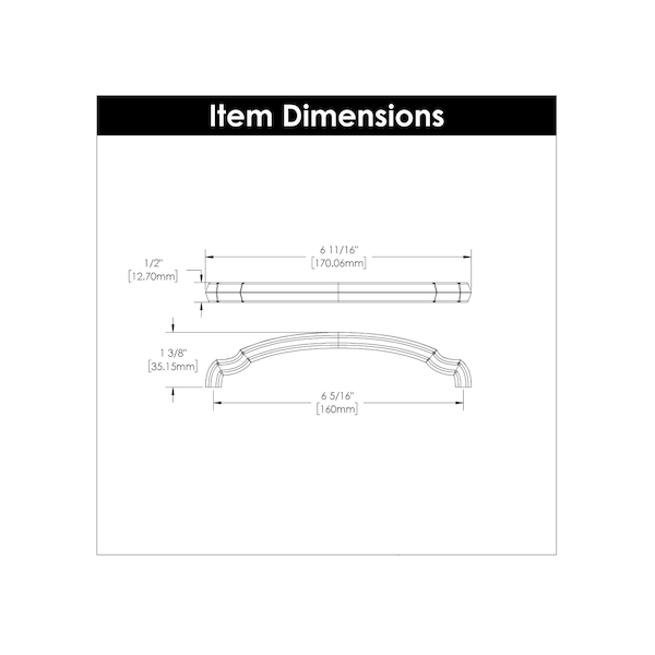 Hickory Hardware Pull 6-5/16 Inch (160mm) Center to Center, 10PK - H077865BGB-10B