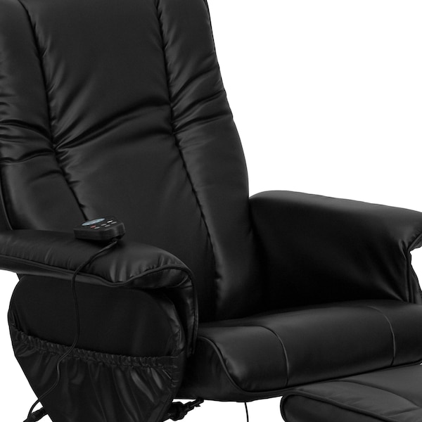 Flash Furniture Black LeatherSoft Massaging Recliner and Ottoman - BT-7600P-MASSAGE-BK-GG