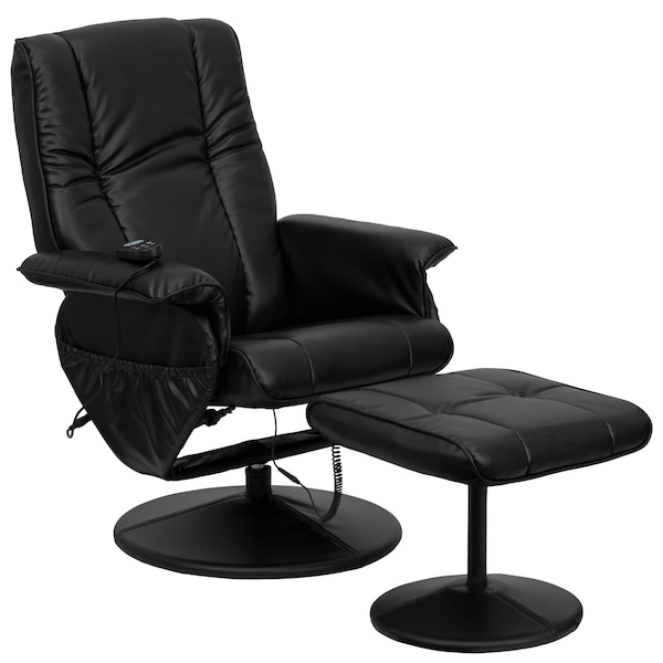 Flash Furniture Black LeatherSoft Massaging Recliner and Ottoman - BT-7600P-MASSAGE-BK-GG