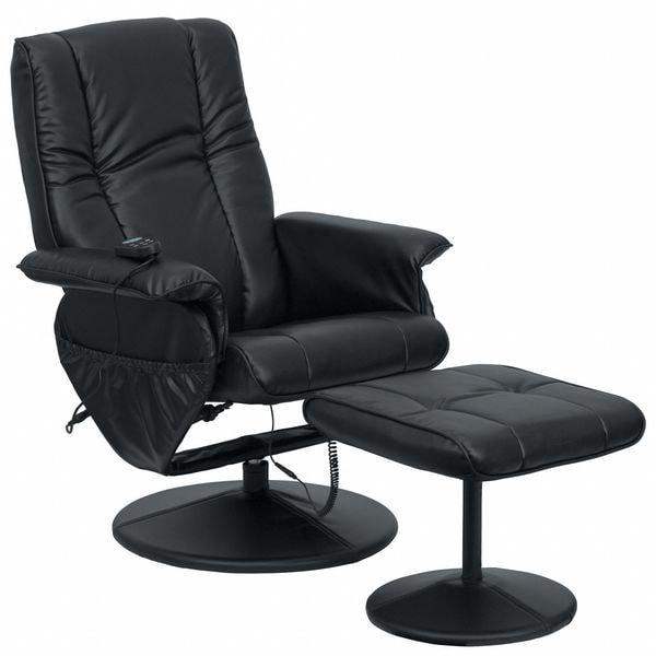 Flash Furniture Black LeatherSoft Massaging Recliner and Ottoman - BT-7600P-MASSAGE-BK-GG