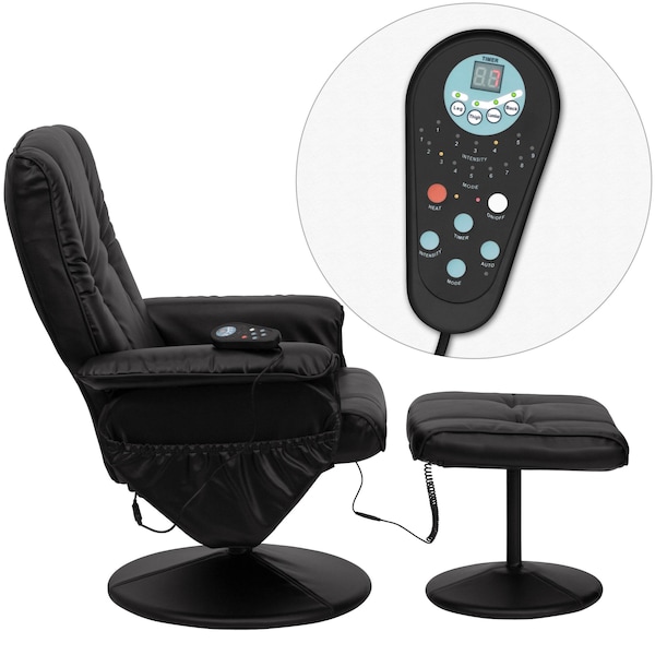 Flash Furniture Black LeatherSoft Massaging Recliner and Ottoman - BT-7600P-MASSAGE-BK-GG
