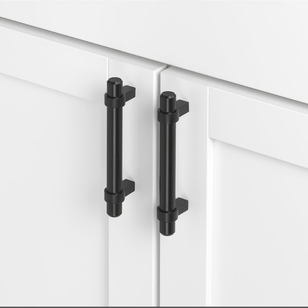 Gliderite Hardware 3 in. Center to Center Matte Black Solid Steel Bar Pull - 4005-76-MB - 4005-76-MB-1