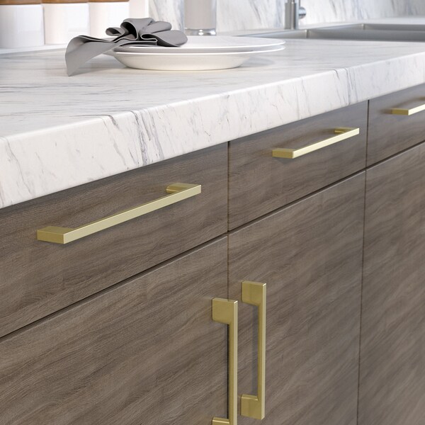 Richelieu 7 9/16 in (192 mm) Center-to-Center Satin Brass Contemporary Drawer Pull - BP8160192160