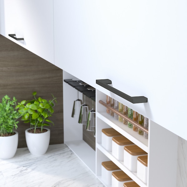 Richelieu 6 5/16 in (160 mm) Center-to-Center Matte Black Contemporary Cabinet Pull - BP8160160900