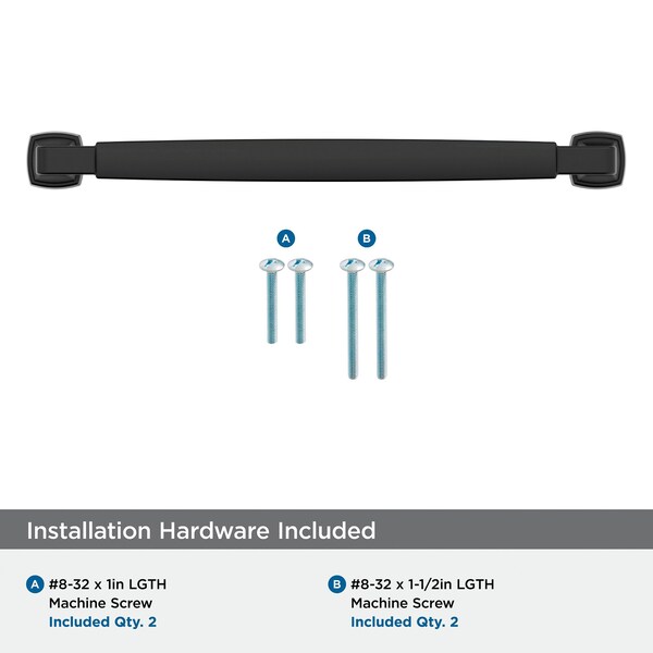 Amerock Stature 7-9/16 inch 192mm Center-to-Center Matte Black Cabinet Pull - BP55510FB