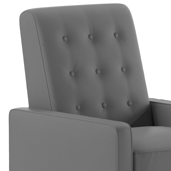 Flash Furniture Ezra Mid-Century Modern LeatherSoft Upholstered Button Tufted Pushback Recliner in Light Gray - SG-SX-80415N-LGY-GG