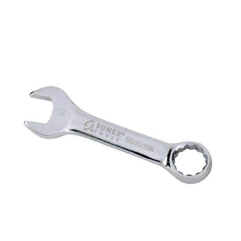SunEX TOOLS 18 mm. Drive Stubby Combination Wrench - 993018M