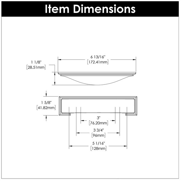 Hickory Hardware Dover Collection Cup Pull 3 Inch, 3-3/4 Inch 96mm & 5-1/16 Inch 128mm - H078775CH