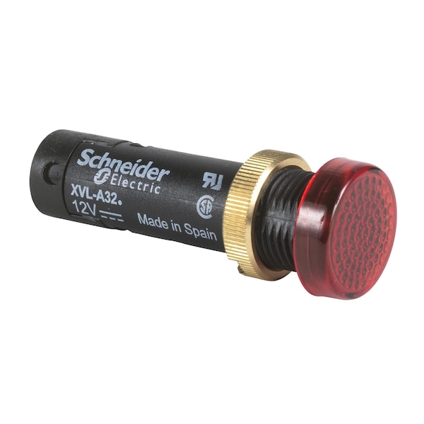 Schneider Electric Luz piloto, Harmony XVL, plástico, rojo, 12mm, LED cubierto, 12V DC - XVLA324