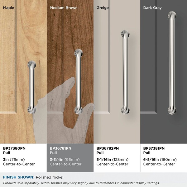 Amerock Factor 3-3/4 inch 96mm Center-to-Center Polished Nickel Cabinet Pull - BP36781PN