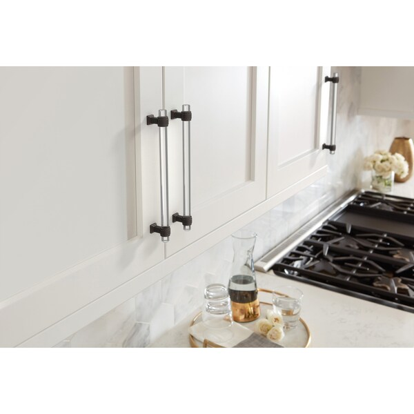 Amerock Glacio 8 inch 203mm Center-to-Center Clear/Oil Rubbed Bronze Cabinet Pull - BP36661CORB