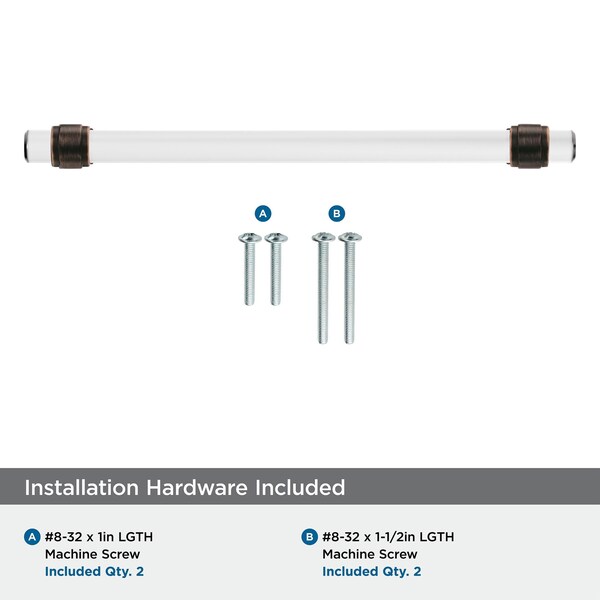 Amerock Glacio 8 inch 203mm Center-to-Center Clear/Oil Rubbed Bronze Cabinet Pull - BP36661CORB