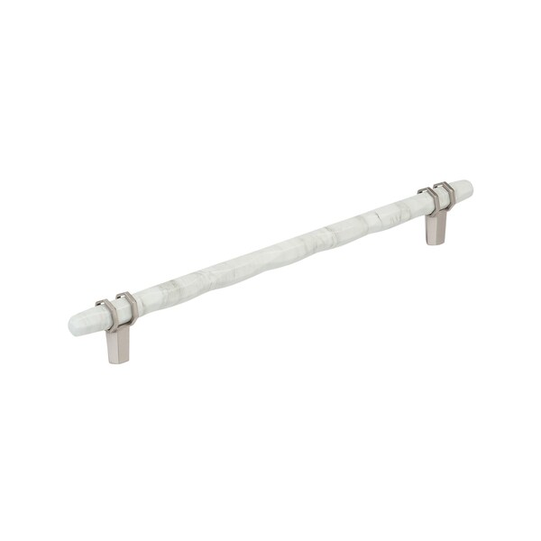 Amerock Carrione 10-1/16 inch 256mm Center-to-Center Marble White/Satin Nickel Cabinet Pull - BP36664MWG10