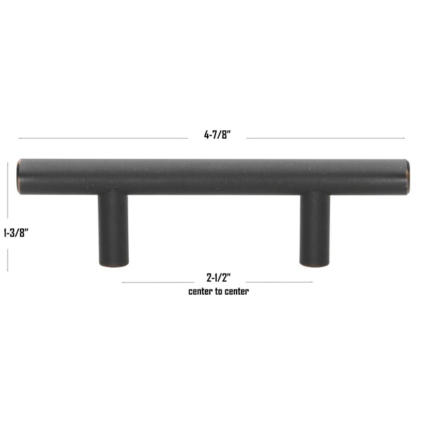 Gliderite Hardware 2-1/2 in. Center to Center Oil Rubbed Bronze Solid Steel Bar Pull - 5007-64-ORB, 10PK - 5007-64-ORB-10