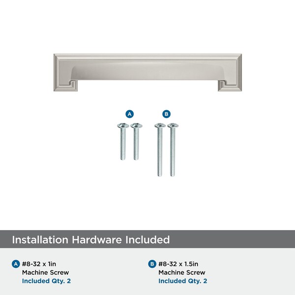 Amerock Appoint 5-1/16 in & 6-5/16 in 128 mm & 160 mm Center-to-Center Satin Nickel Cabinet Cup Pull - BP36763G10