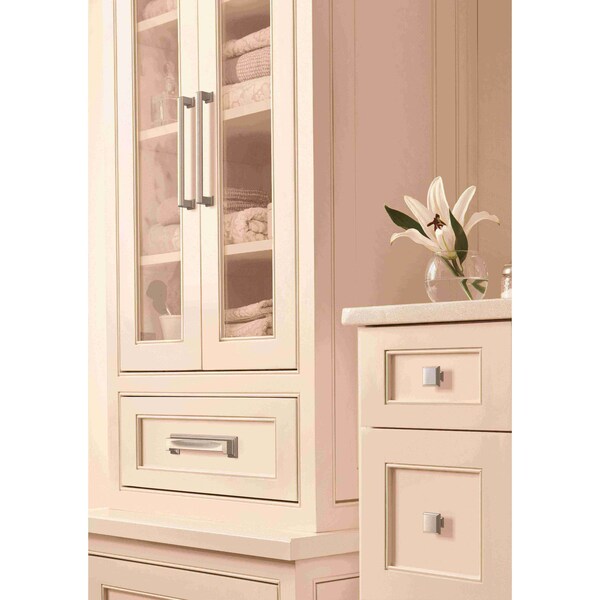 Amerock Appoint 5-1/16 in & 6-5/16 in 128 mm & 160 mm Center-to-Center Satin Nickel Cabinet Cup Pull - BP36763G10