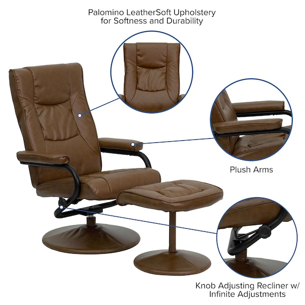 Flash Furniture Palimino LeatherSoft Recliner & Ottoman - BT-7862-PALIMINO-GG
