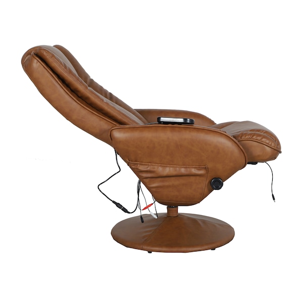Flash Furniture Poppy Massaging Multi-Position Plush Recliner w/Side Pocket and Ottoman in Brown LeatherSoft - BT-7672-MASSAGE-CGN-GG