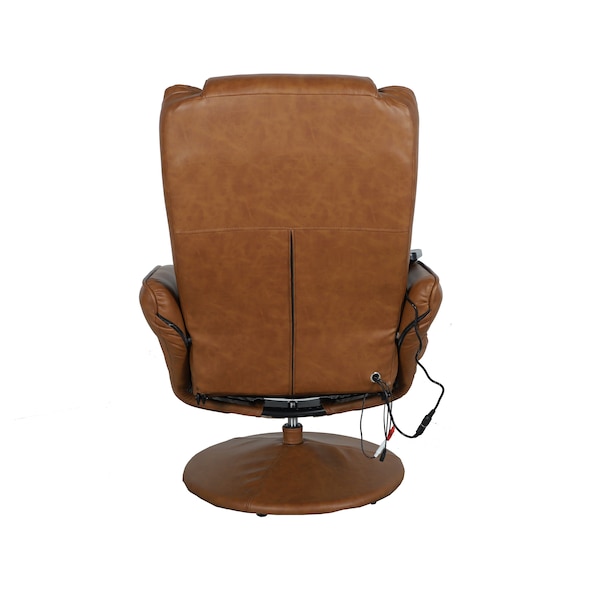 Flash Furniture Poppy Massaging Multi-Position Plush Recliner w/Side Pocket and Ottoman in Brown LeatherSoft - BT-7672-MASSAGE-CGN-GG