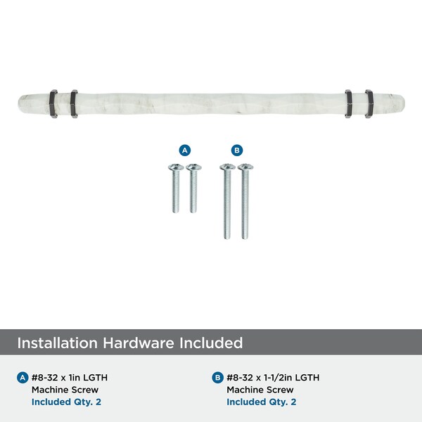 Amerock Carrione 8 inch 203mm Center-to-Center Marble White/Black Bronze Cabinet Pull - BP36663MWBBR