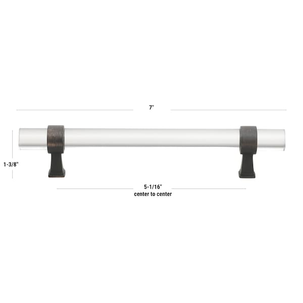 Gliderite Hardware 5-1/16 in. Center to Center Clear Acrylic Cabinet Pull Oil Rubbed Bronze, 5PK - 4718-128-ORB-5