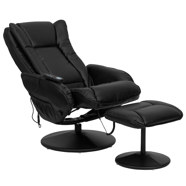 Flash Furniture Black LeatherSoft Massaging Recliner w/Side Pocket - BT-7672-MASSAGE-BK-GG