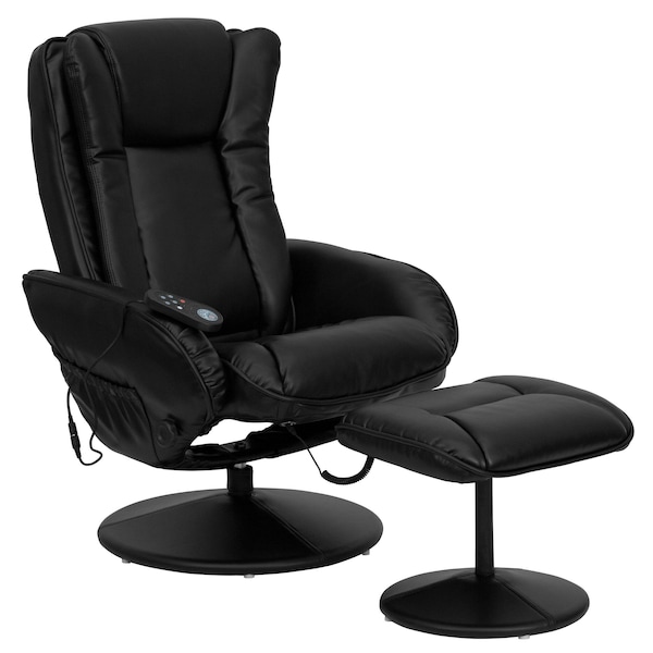 Flash Furniture Black LeatherSoft Massaging Recliner w/Side Pocket - BT-7672-MASSAGE-BK-GG