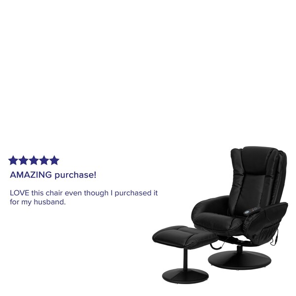 Flash Furniture Black LeatherSoft Massaging Recliner w/Side Pocket - BT-7672-MASSAGE-BK-GG