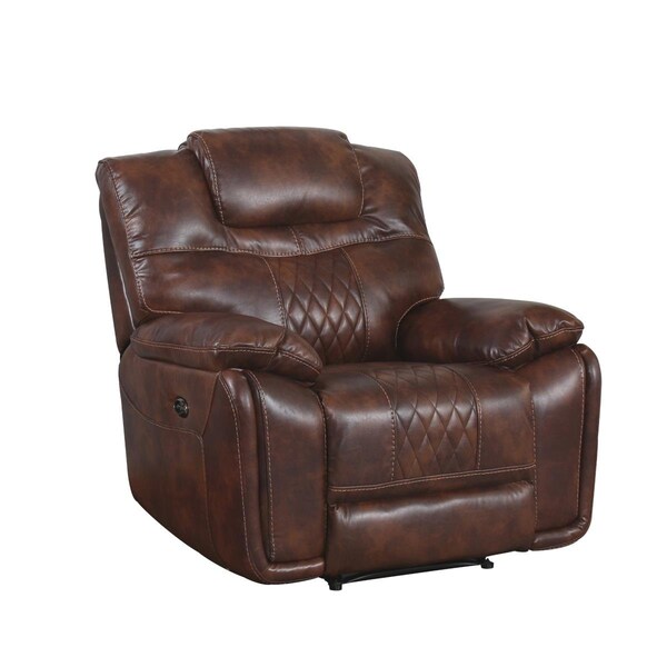 Sunset Trading Diamond Power Recliner Brown Leather Gel - SU-ZY5018A001-H246