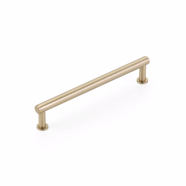 Schaub 6in Center to Center Pub House Cabinet Pull Signature Satin Brass Finish - 5106-SSB