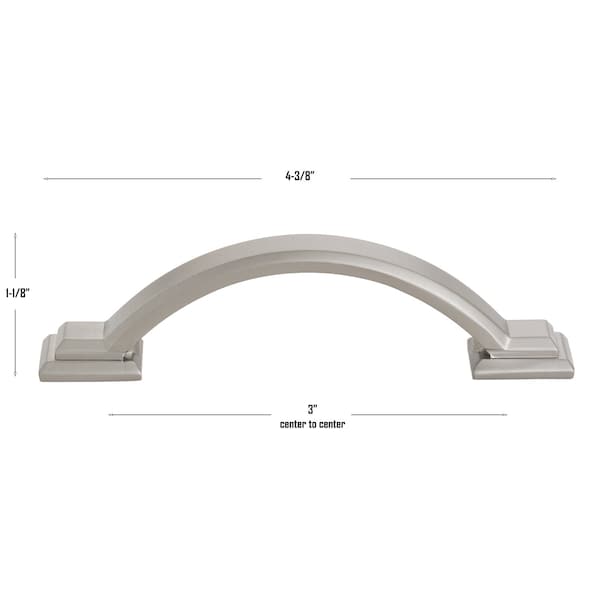 Gliderite Hardware 3 in. Center to Center Graphite Gray Arched Square Cabinet Pull - 4355-GPH, 5PK - 4355-GPH-5
