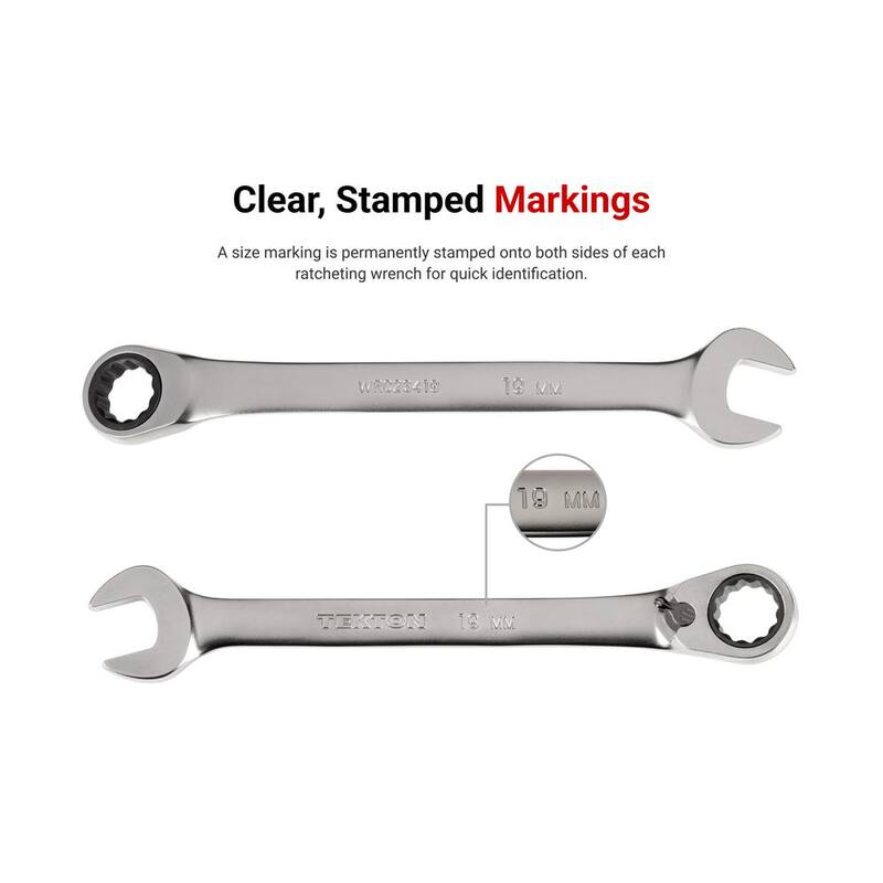 TEKTON 11 mm Reversible 12-Point Ratcheting Combination Wrench - WRC23411