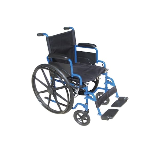 Refuah Blue Streak Wheelchair with Flip Back Desk Arms and Swing Away Footrest - RE63198