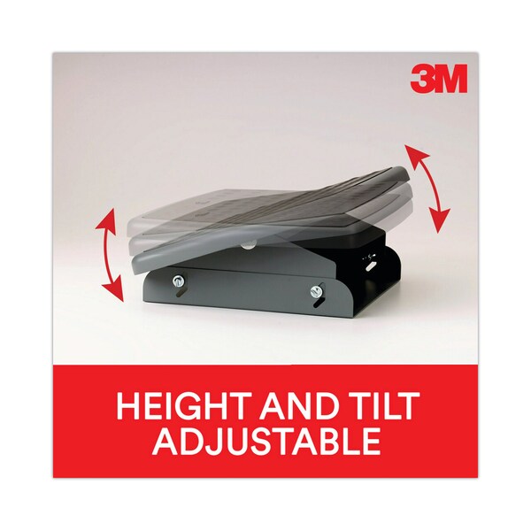 3M Adjustable Steel Footrest, Nonslip Surface, 22w x 14d x 4-3/4h, Black/Charcoal - FR530CB