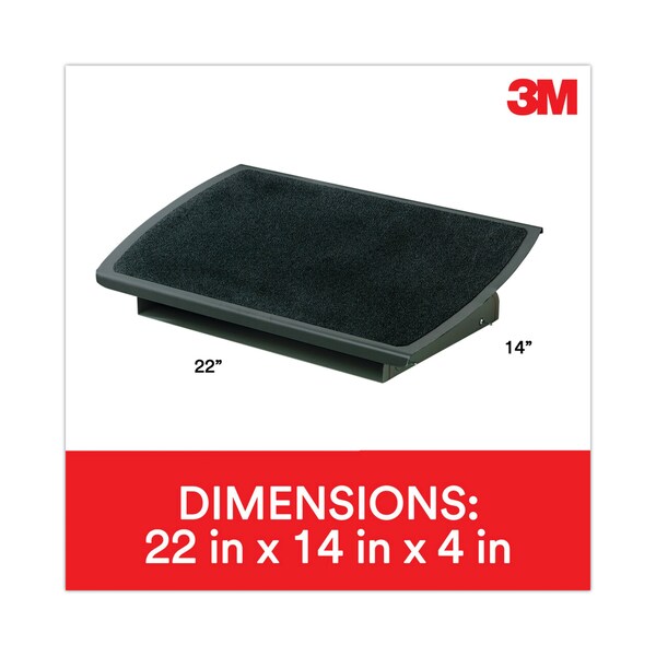 3M Adjustable Steel Footrest, Nonslip Surface, 22w x 14d x 4-3/4h, Black/Charcoal - FR530CB