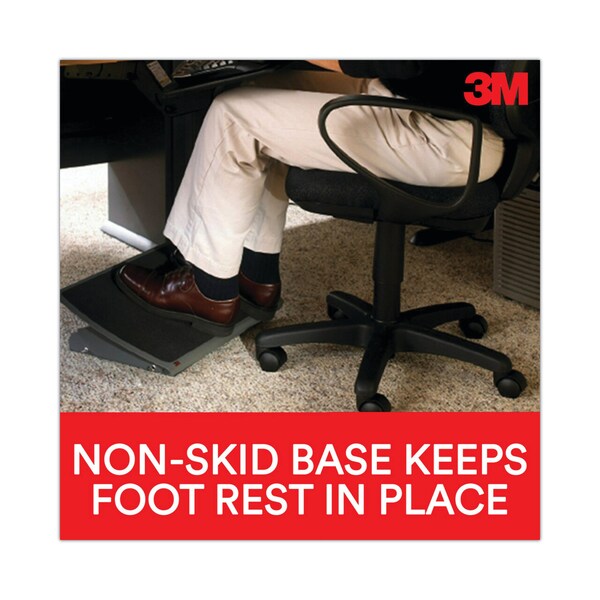 3M Adjustable Steel Footrest, Nonslip Surface, 22w x 14d x 4-3/4h, Black/Charcoal - FR530CB